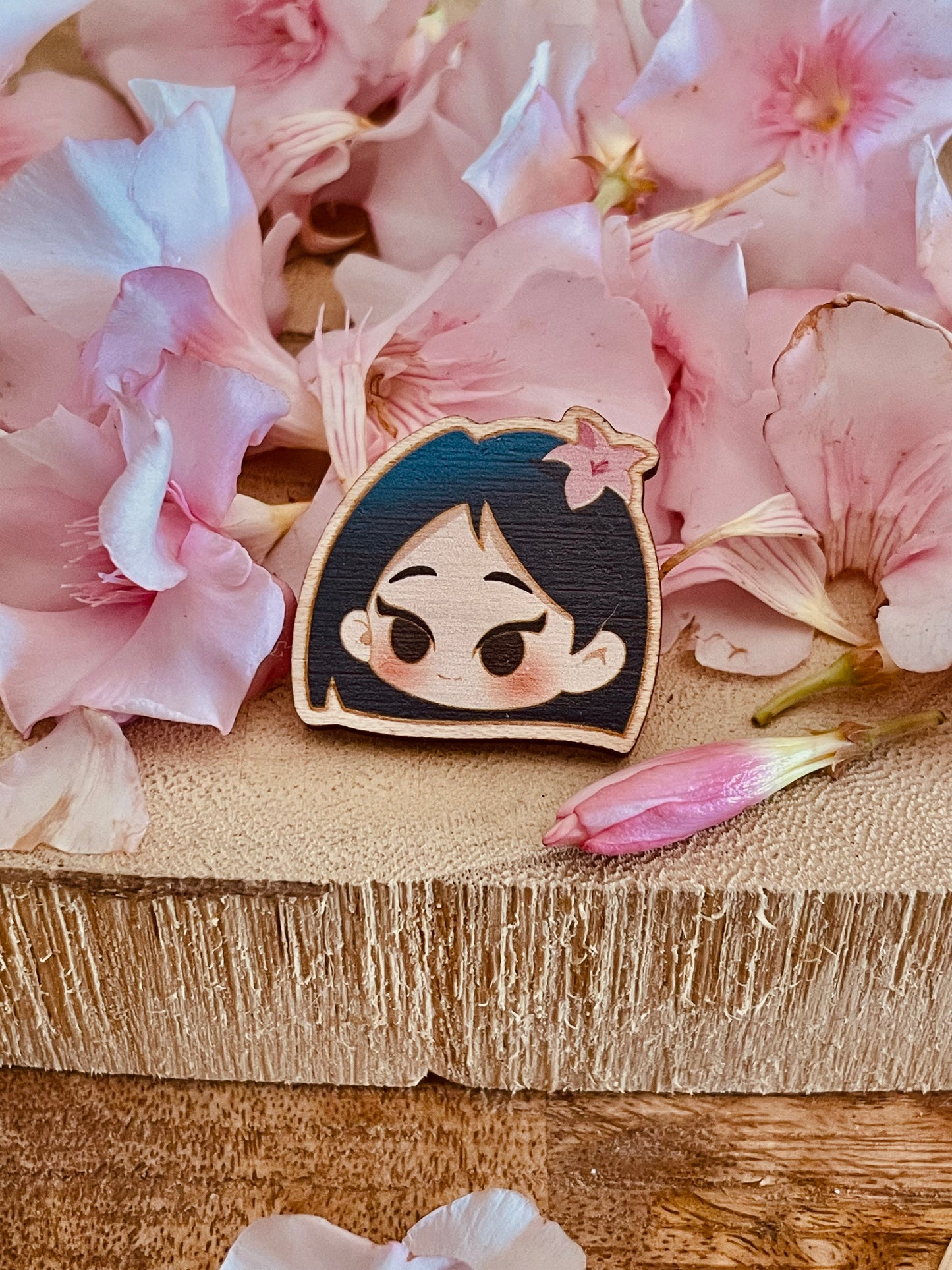 Wood pin Flower girl