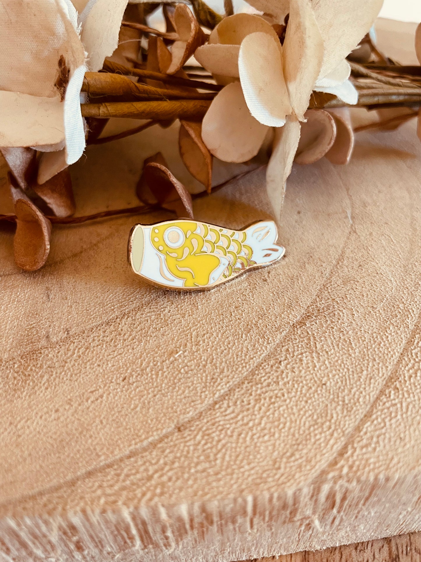 Yellow koinobori enamel pin