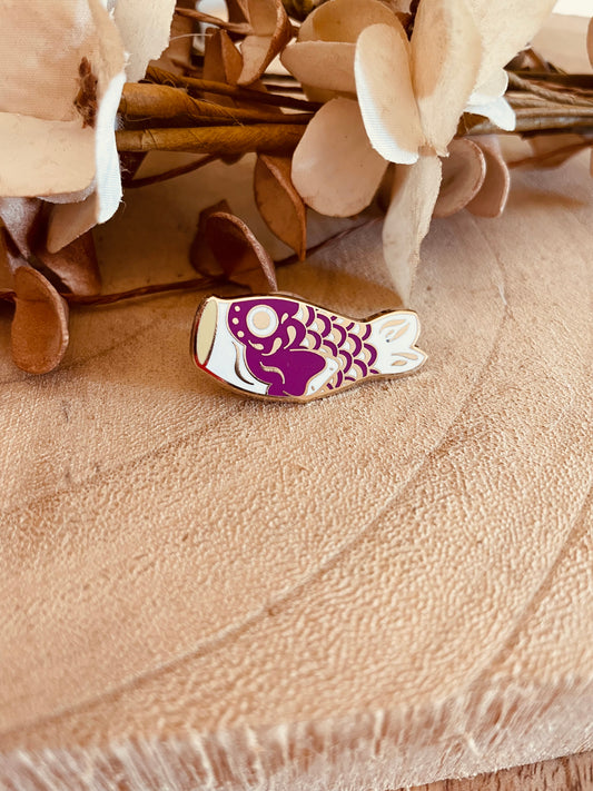 Violet koinobori enamel pin