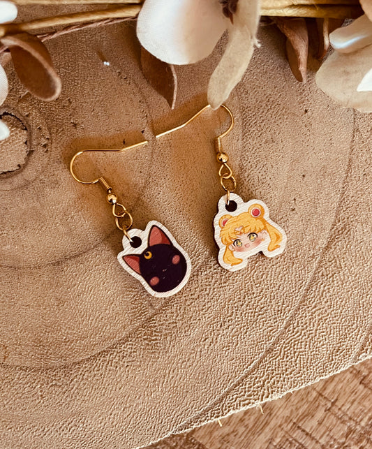 Orecchini Girl and cat