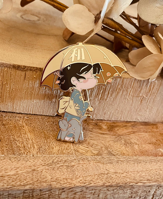 Girl in Kimono enamel pin