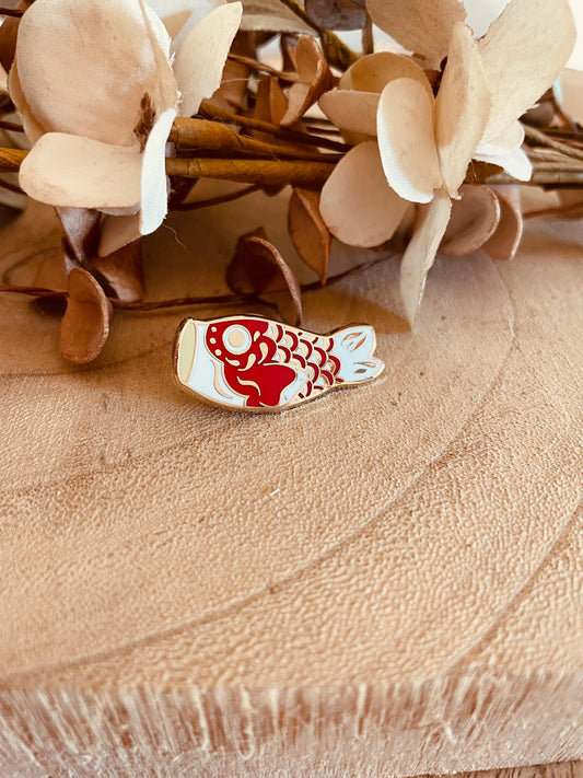 Red koinobori enamel pin