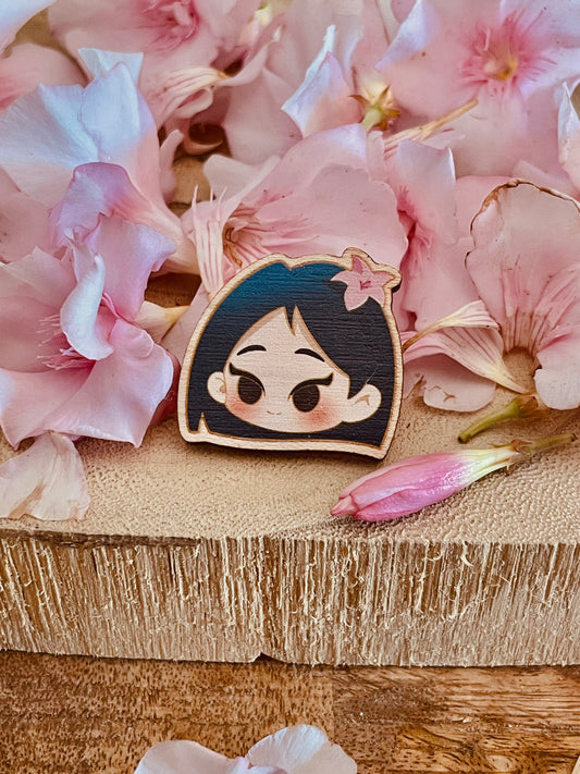 Wood pin Flower girl