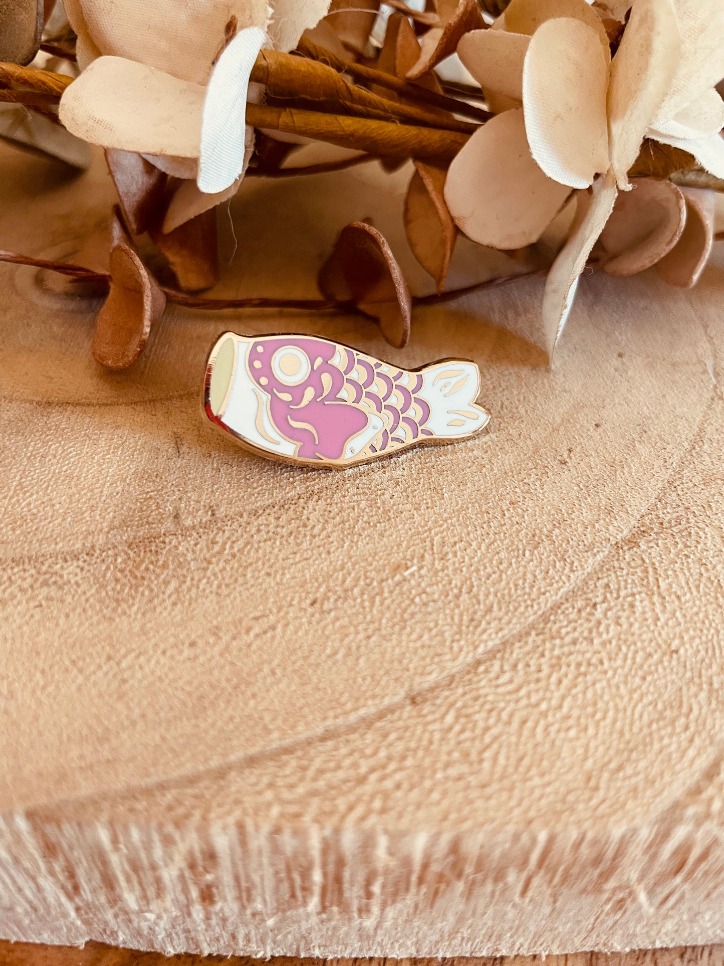 Pink koinobori enamel pin