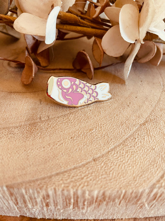 Pink koinobori enamel pin