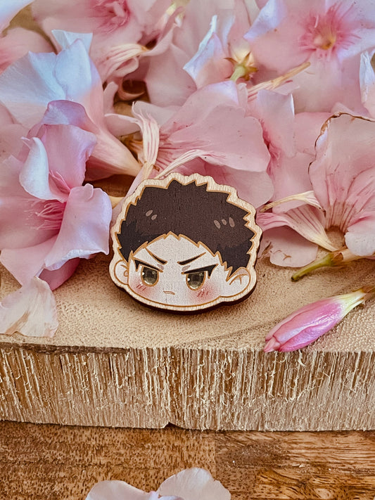 Wood pin Serious guy