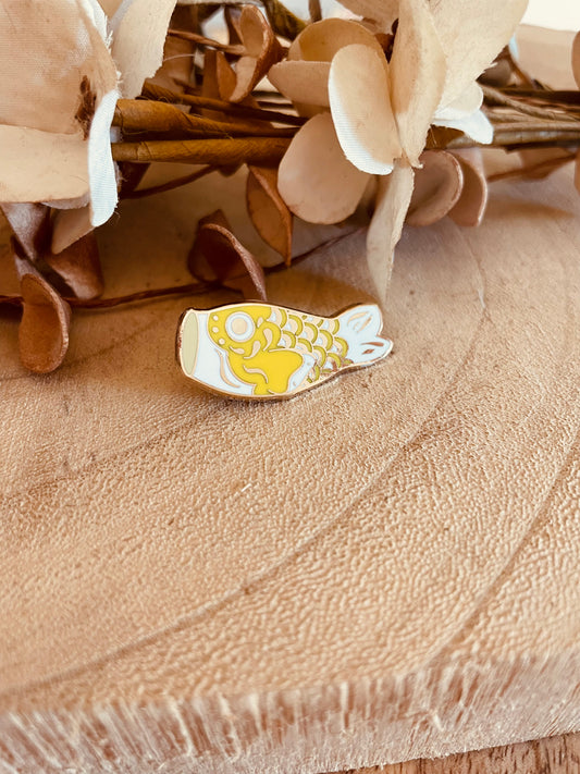 Yellow koinobori enamel pin